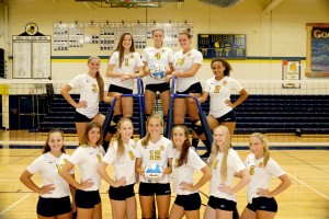 Front from left, Maddison Haring, Elli Foglio, Kristen Jankowski, Emily Lafnear, Adara Dawson, Kristin Danz and Savannah Leist. Back from left, Brooke Bloome, Lauren Case, Abby Francis, Kamryn Wallace and Aubrey Jenkins. (Not pictured; Coach Batterbee and Coach Bearden and Manager Emma King.) Photo by Patrick McAbee. 