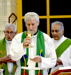 From left, Fr. Michael Berschaeve, Fr. Fawley and Decon Tony Morie.
